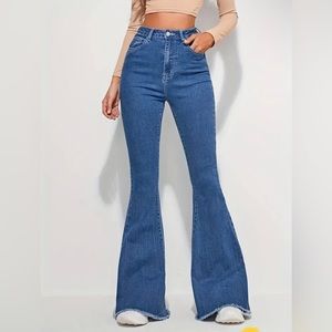Size 12-XL High Waist Flare Jeans Slim Fit Denim Pants Bell Bottom Bootleg Jeans